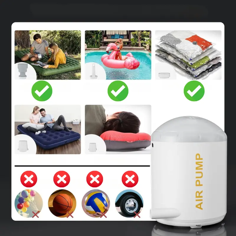 Pompa de aer portabila cu lanterna si baterie reincarcabila – ideala pentru saltele, camping si excursii [5]