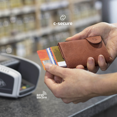 Cadouri pentru Sefi - Portofel Carduri RFID din piele cu buzunar de monede