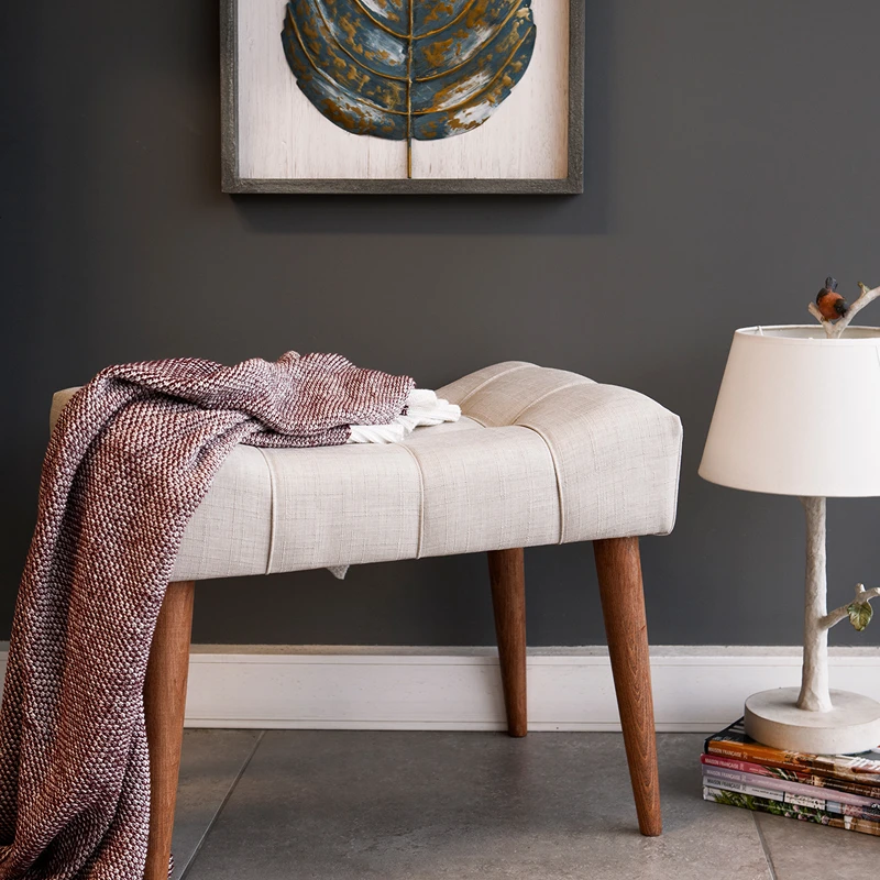 Pouf New Cool crem, design elegant, structura din lemn masiv [0]