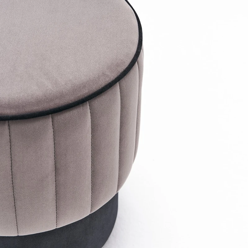 Puf Rose, gri, catifea, baza din lemn, confortabil si elegant [5]