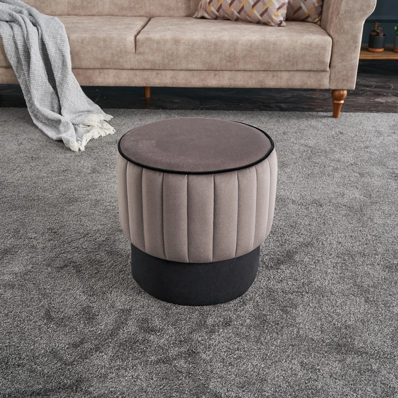 Puf Rose, gri, catifea, baza din lemn, confortabil si elegant [1]