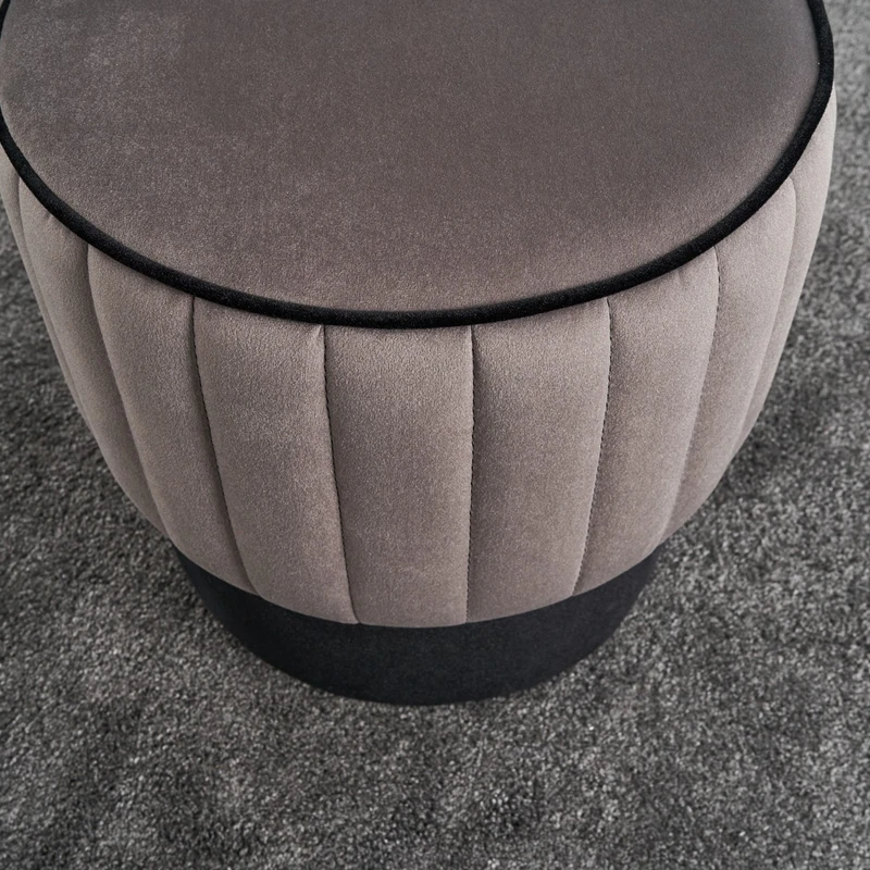 Puf Rose, gri, catifea, baza din lemn, confortabil si elegant [2]