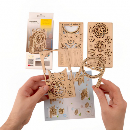 Puzzle 3D Ceas cu alarma Vintage din lemn, Ugears [6]
