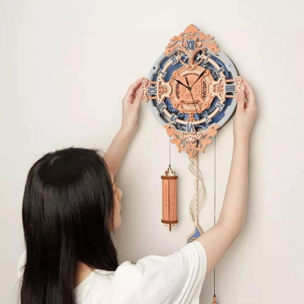 Puzzle 3D, Ceas de perete mecanic si romantic, din lemn, Robotime [1]