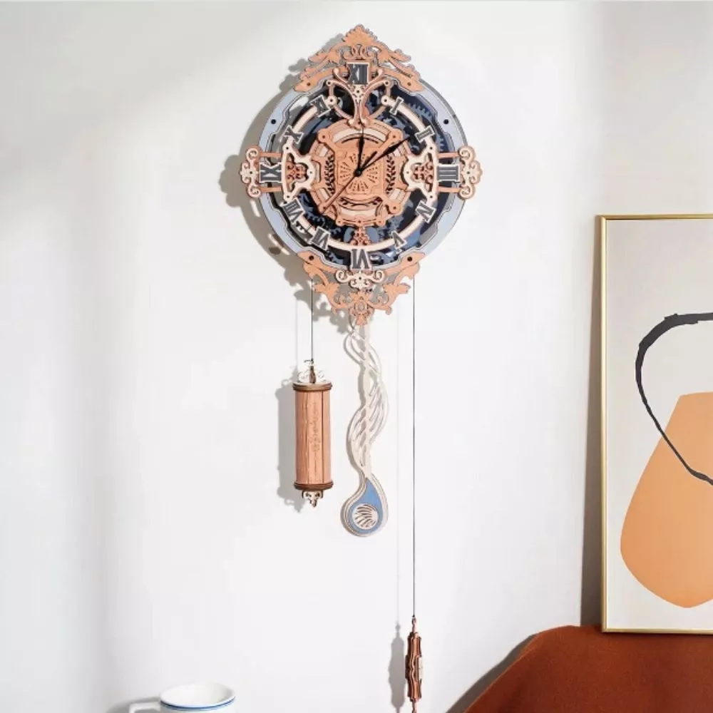 Puzzle 3D, Ceas de perete mecanic si romantic, din lemn, Robotime [0]