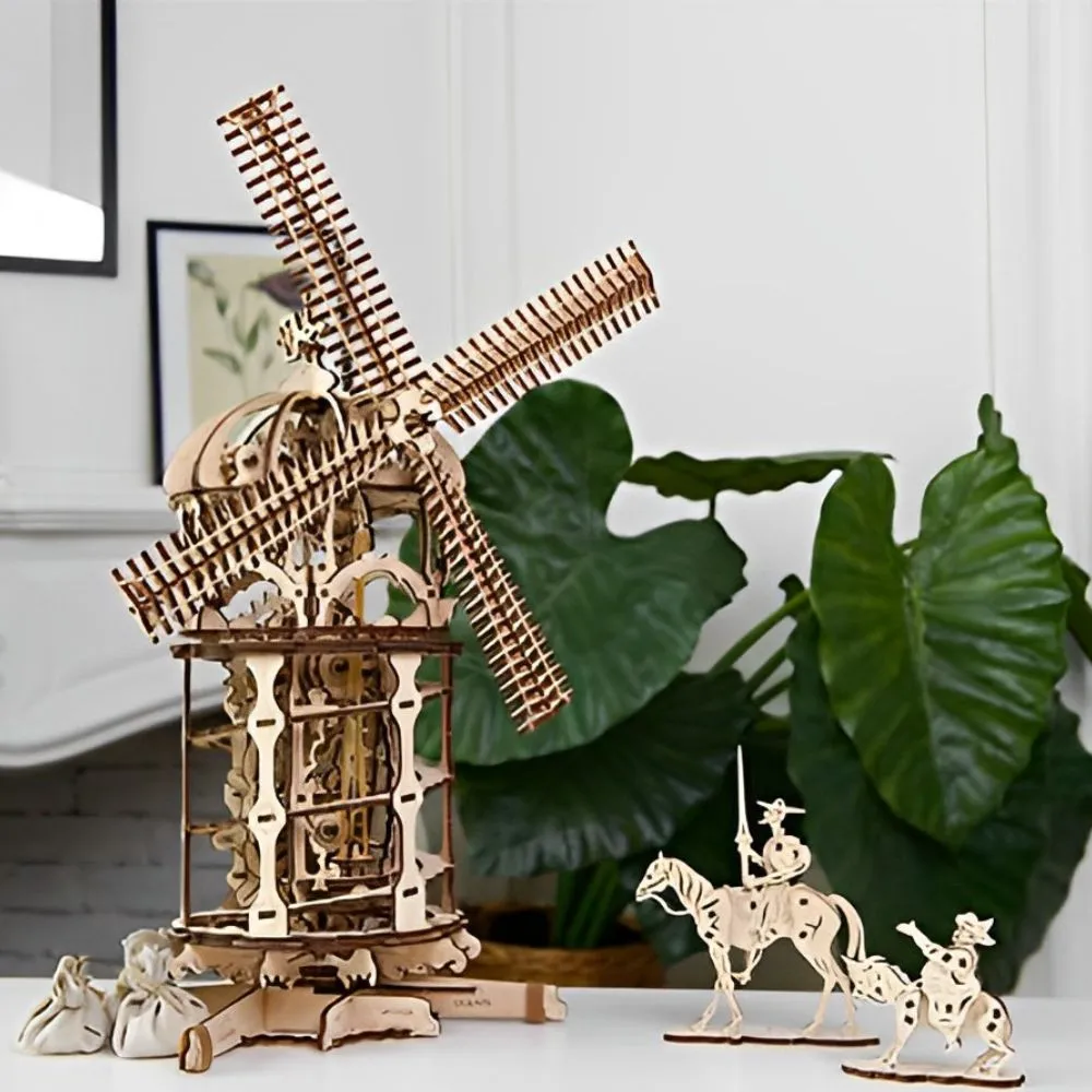 Puzzle 3D Lemn - Puzzle 3D Moara de vant din lemn Ugears