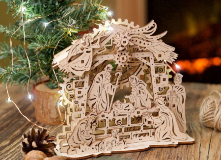 Puzzle 3D Nasterea Domnului, din lemn Ugears [6]