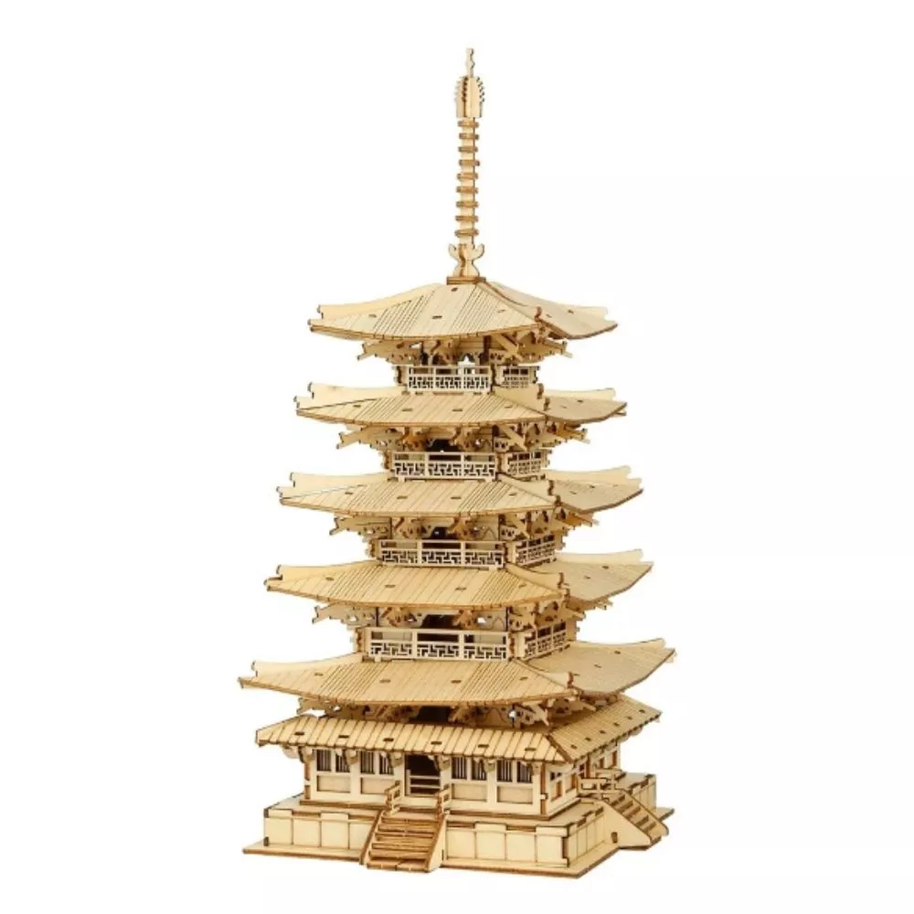 Puzzle 3D, Pagoda asiatica, din lemn, Robotime [6]