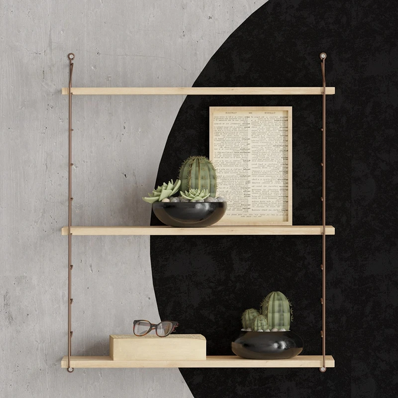 Raft de perete Armoni stejar, etajere metalice, fixare pe perete [0]