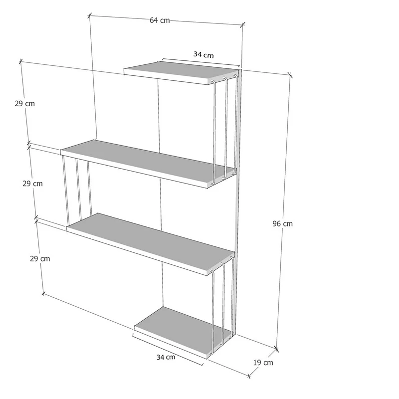Raft de perete Cambel alb, antracit, cu structura geometrica si polite multiple [2]