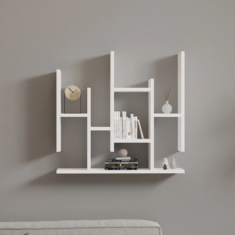 Raft perete alb geometric, polite multiple pentru decoratiuni [1]