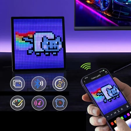 Rama Foto Digitala Pixel Art Display LED RGB cu aplicatie smart [5]