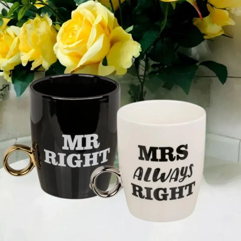 Cadouri Barbati - Set 2 cani amuzante cu inel, Mr Right & Mrs Always Right