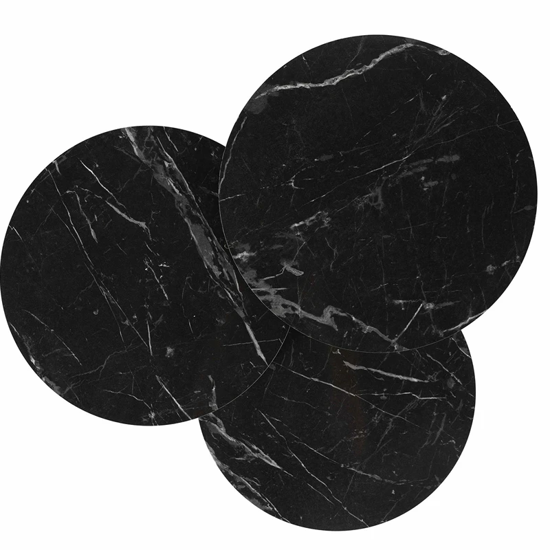 Set 3 masute rotunde Siyah gri-negru, design modern, picioare metalice [1]