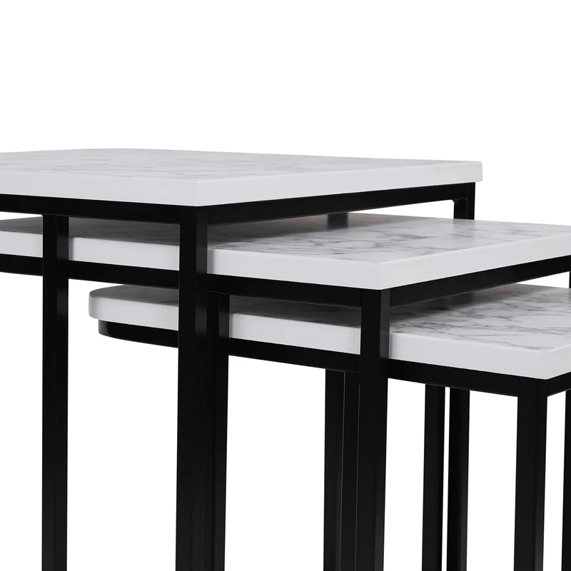 Set 3 mese suprapuse Zigon, alb negru, structura metalica [8]