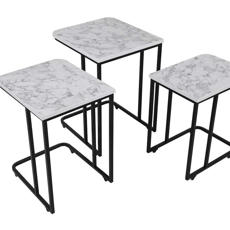 Set 3 mese suprapuse Zigon, alb negru, structura metalica [3]