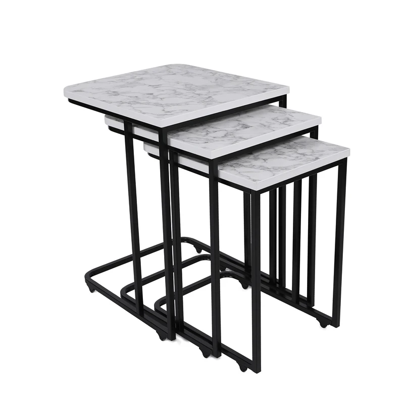 Set 3 mese suprapuse Zigon, alb negru, structura metalica [2]