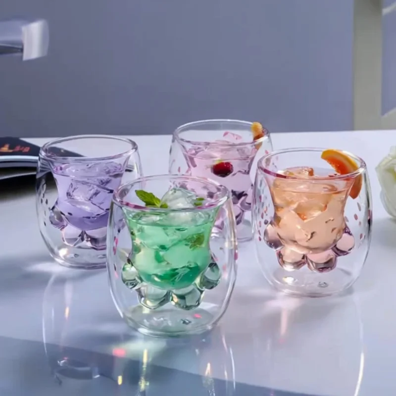 Cadouri pentru Mama - Set 4 Pahare cu Pereti Dubli Kitty Paw