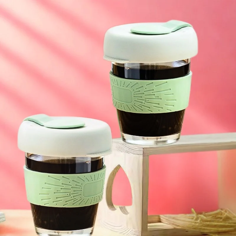 Home & Deco - Set 4 pahare portabile cu capac Mint
