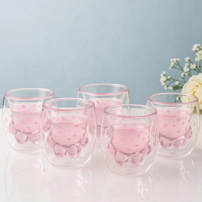 Cadouri pentru Mama - Set 6 Pahare cu Pereti Dubli Kitty Paw