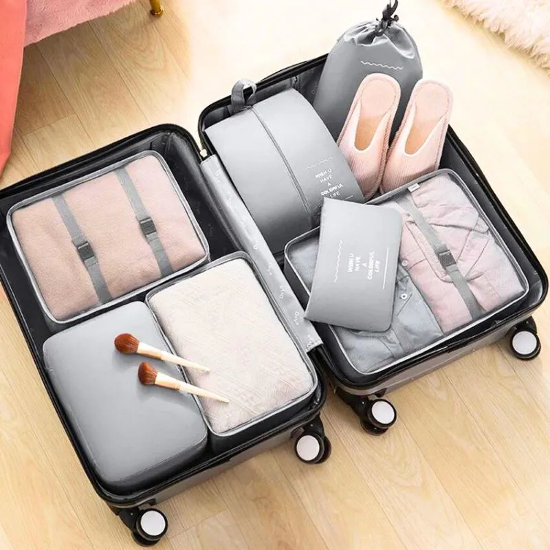 Cadouri pentru Mama - Set 7 huse organizare bagaj Gri
