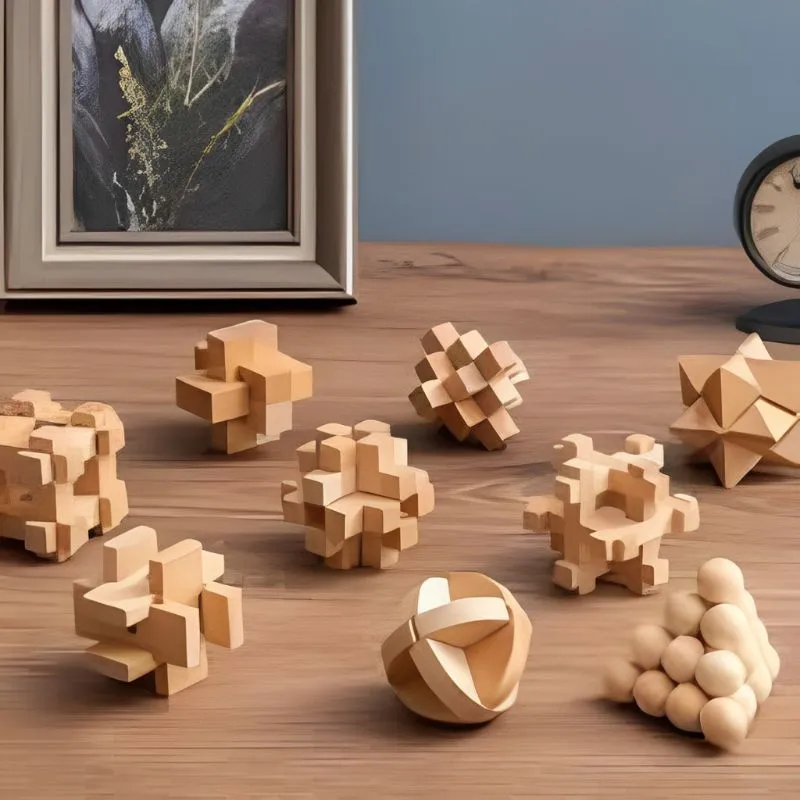 Cadouri Fete - Set 9 Puzzle-uri din Lemn Kongming