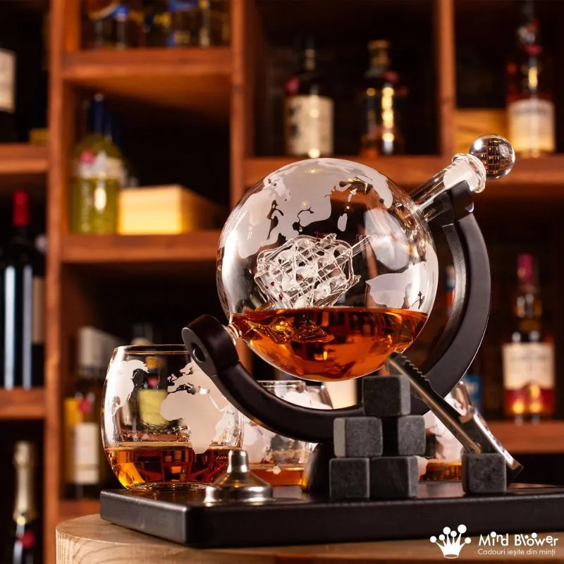Set cadou decantor Glob Pamantesc cu 4 pahare Deluxe [3]
