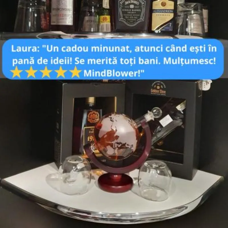 Set cadou decantor Glob Pamantesc cu doua pahare Deluxe [18]