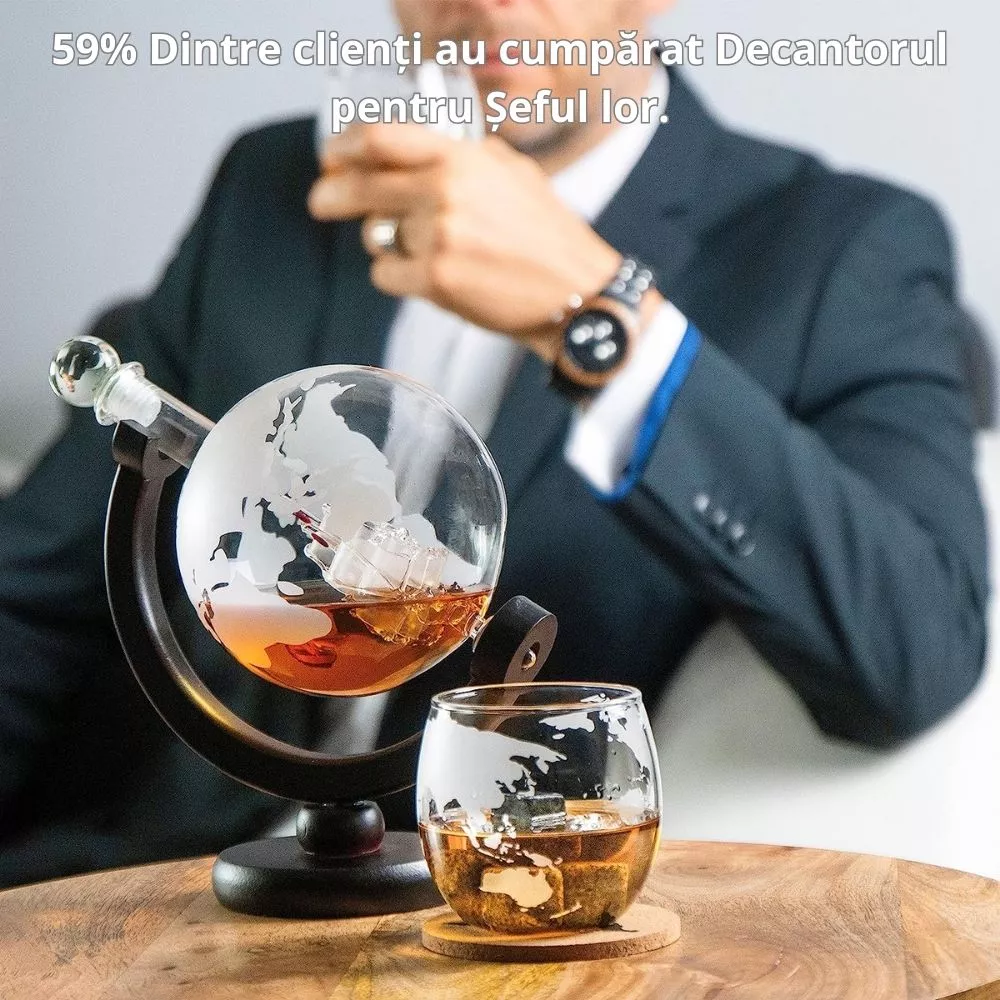 Set cadou decantor Glob Pamantesc cu doua pahare Epique [10]