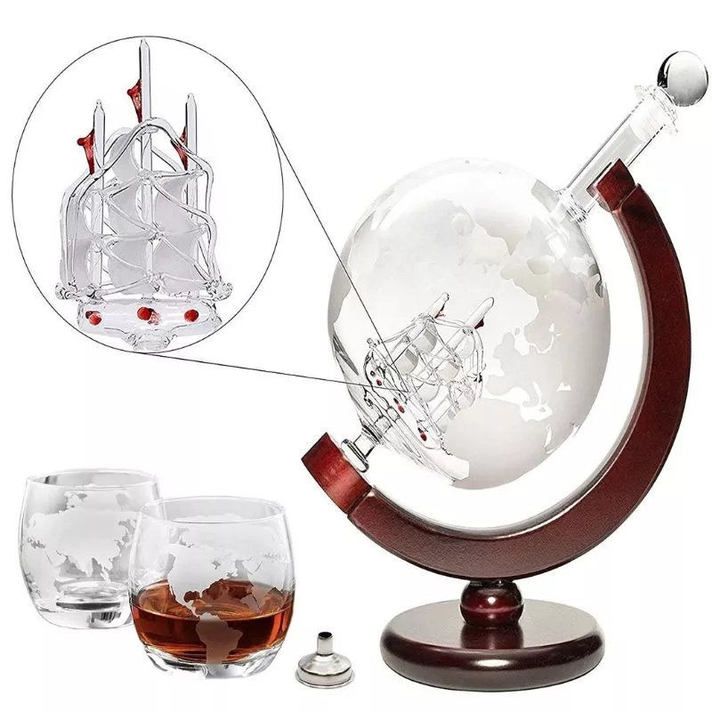 Set cadou decantor Glob Pamantesc cu doua pahare Epique [25]