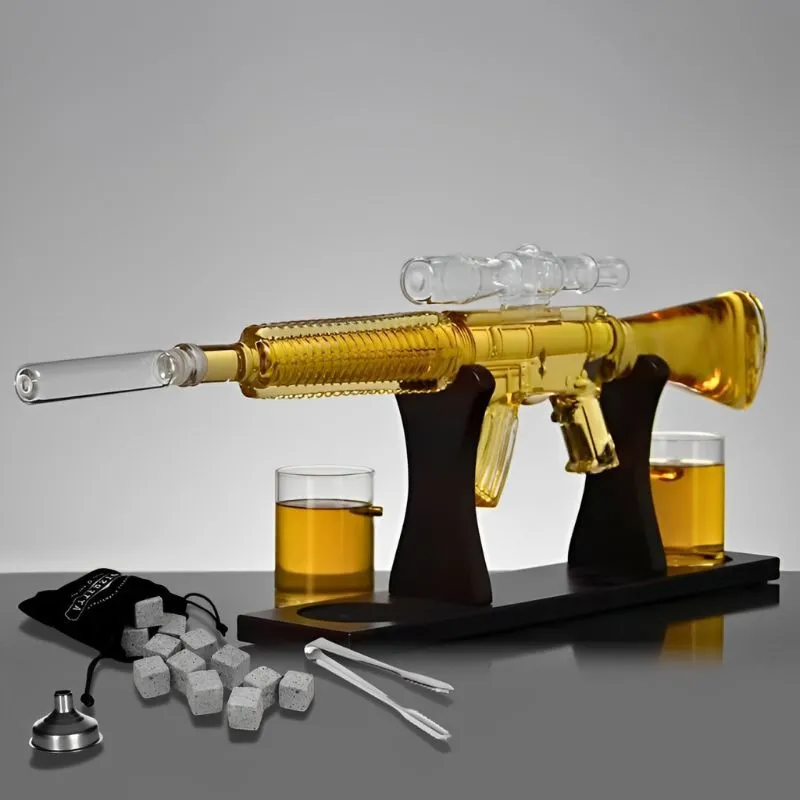 Decantoare - Set cadou decantor Mitraliera si 2 pahare cu glont