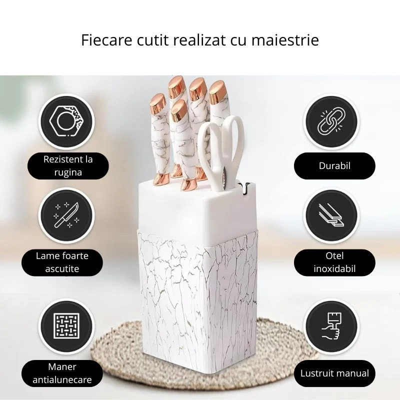 Set cutite inox cu suport elegant marmorat [9]