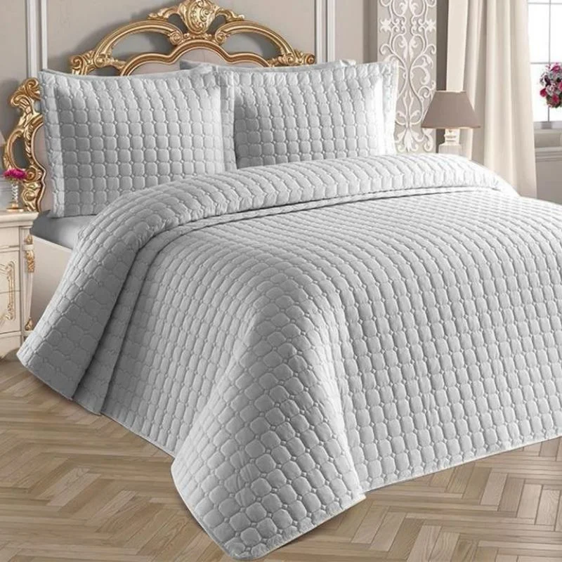 Cele mai noi - Set cuvertura matlasata Estiva - Gri, 250x260 cm, 2 fete de perna