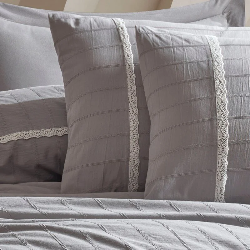 Set lenjerie bumbac jacquard Jasmin - Gri, 200x220 cm, 4 fete de perna [1]