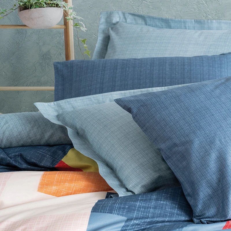 Set lenjerie bumbac ranforce Cosy - Albastru, 200x220 cm, 2 fete de perna, cearsaf [1]