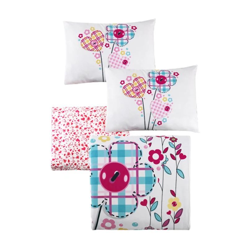 Set lenjerie bumbac ranforce Flower - Alb, 100x150 cm, 2 fete de perna [2]