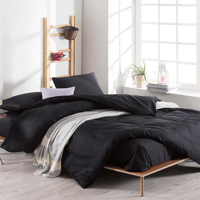 Cele mai noi - Set lenjerie Düzboya - Negru, 200x220 cm, 2 fete de perna, cearsaf