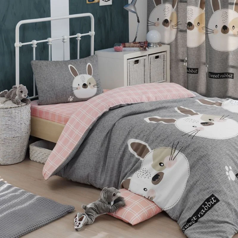 Home & Deco - Set lenjerie de pat 160x220 cm, design pentru copii cu cearsaf si husa perna