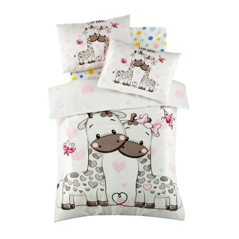 Set lenjerie de pat copii 100x150 cm, model creativ cu cearsaf si fete perna [1]