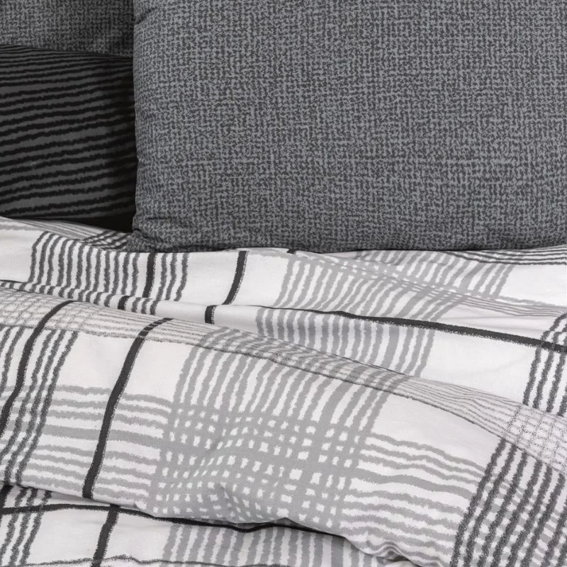 Set lenjerie de pat din bumbac, model modern in alb, gri si negru [1]