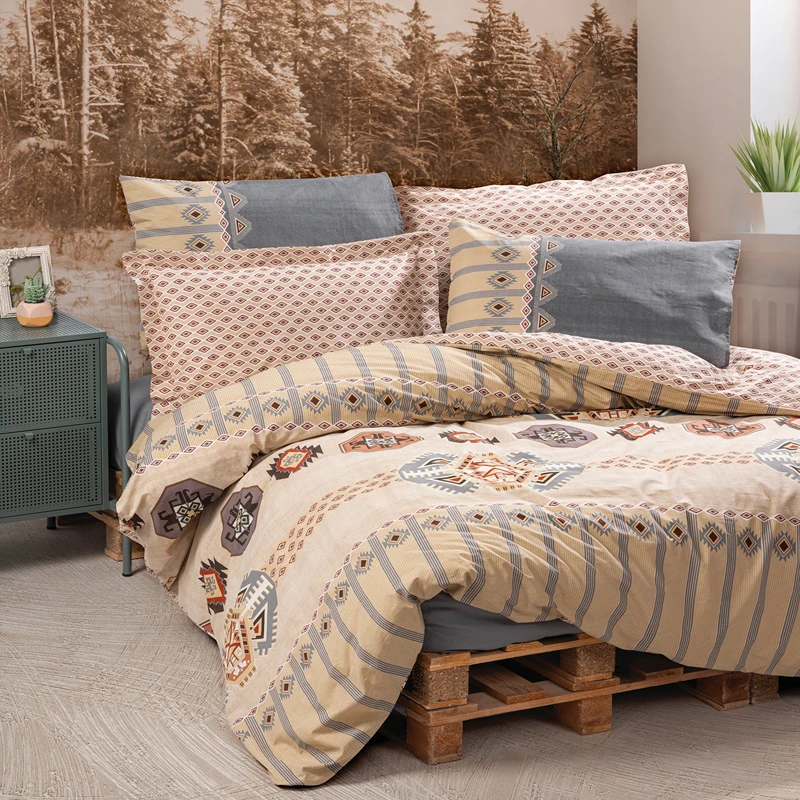 Cele mai noi - Set lenjerie pat Dakota - Gri, 160x220 cm, 1 fata de perna, cearsaf