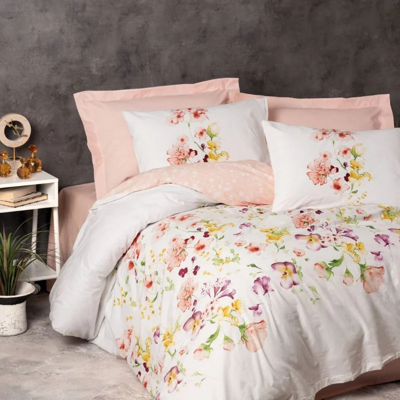Lenjerii de pat - Set lenjerie pat Emma v2 - Somon, 160x220 cm, 1 fata de perna, cearsaf