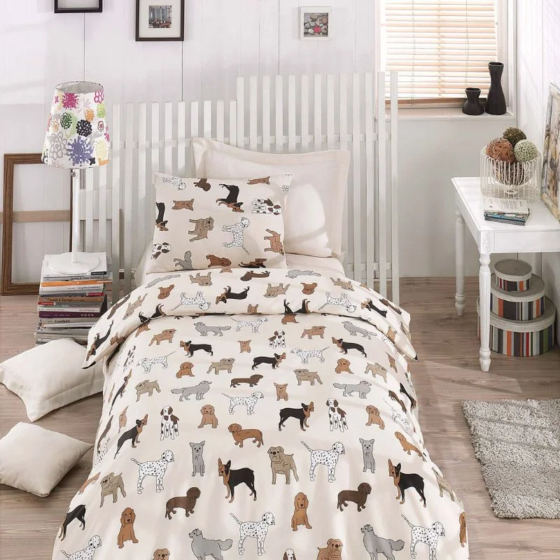 Home & Deco - Set lenjerie pat Havhav - Crem, 160x220 cm, 1 fata de perna