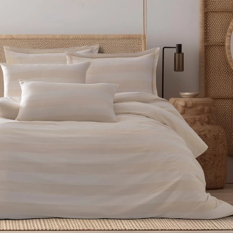 Home & Deco - Set lenjerie pat satinat Max Yollu - Bej, 200x220 cm, 2 fete de perna