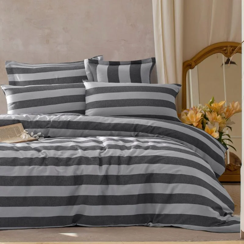 Home & Deco - Set lenjerie pat satinat Max Yollu - Negru, 200x220 cm, 2 fete de perna