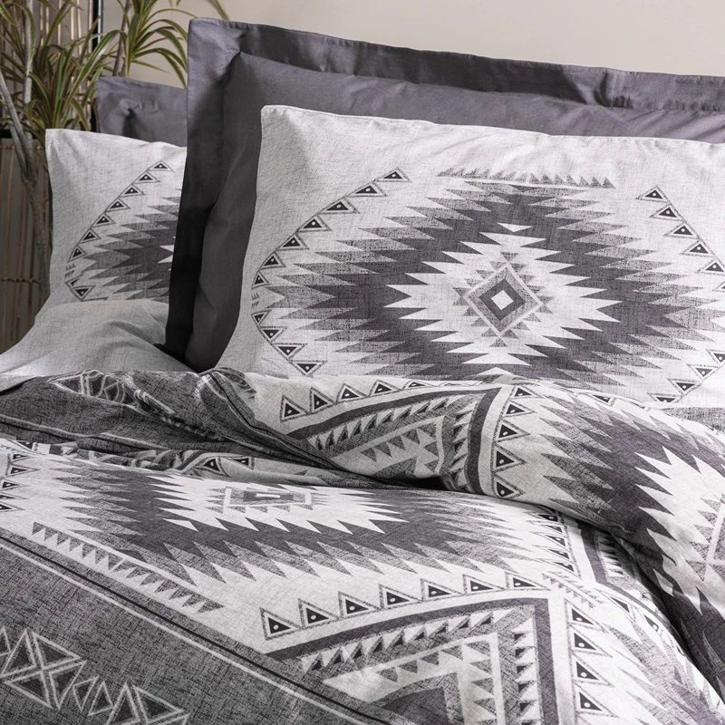 Set lenjerie ranforce Delos - Antracit, 160x220 cm, 1 fata de perna, cearsaf [1]