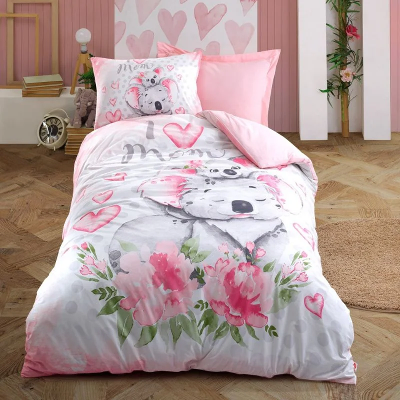 Cele mai noi - Set lenjerie ranforce Koala - Roz, 160x220 cm, 2 fete de perna