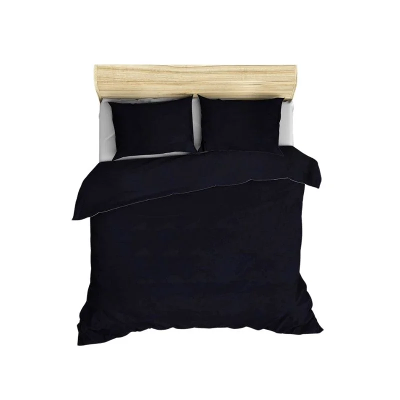Set lenjerie satinata Elegant - Bleumarin, 200x220 cm, 4 fete de perna, cearsaf [2]