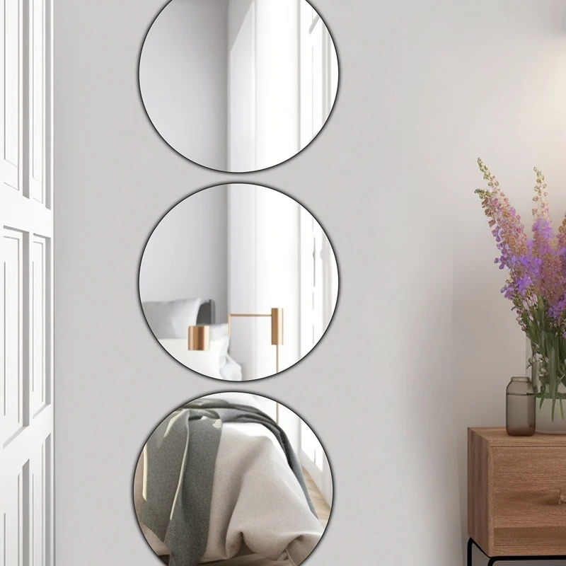 Set oglinzi rotunde, argintii, 40 cm diametru, acrilice, 3 buc [0]