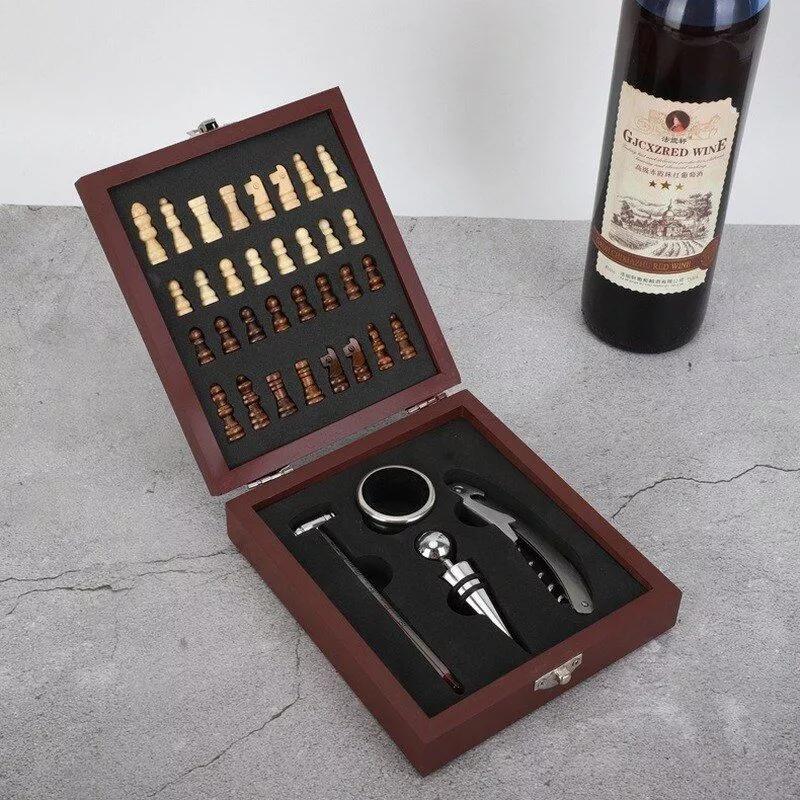 Set sah si accesorii vin Checkmate, Caseta rafinata [10]